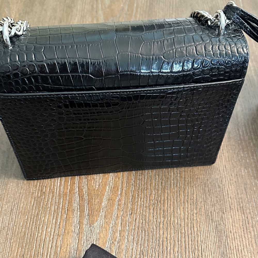 Saint Laurent Black Croc-Embossed sunset medium bag . - Picture 3 of 13